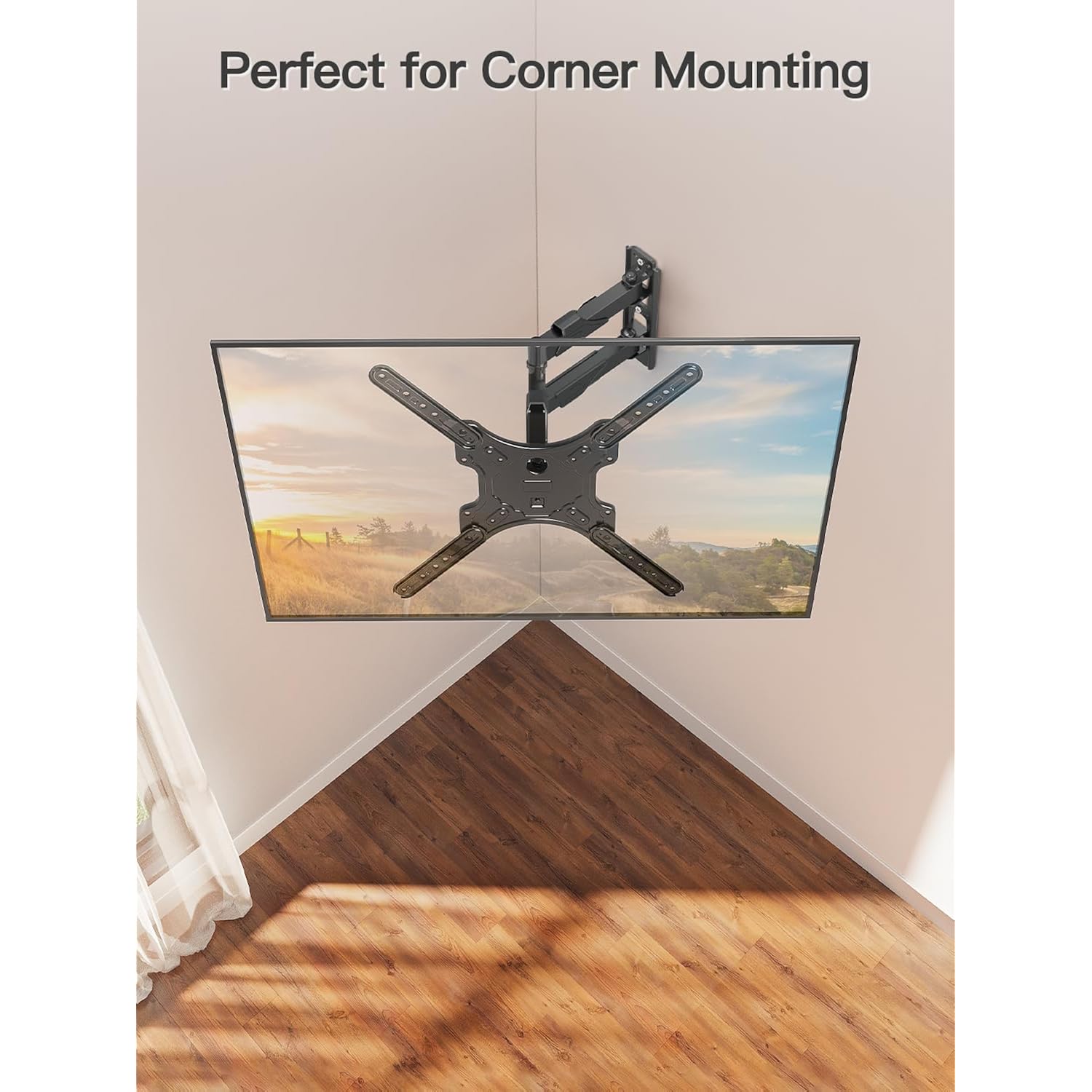 ELIVED TV Wall Mount for Most 26-60 Inch TVs, Swivel and Tilt Full Motion TV Mount with Single Stud Perfect Center Design, Wall Mount Bracket Max VESA 400x400mm, Corner Mount Holds up to 77 lbs.