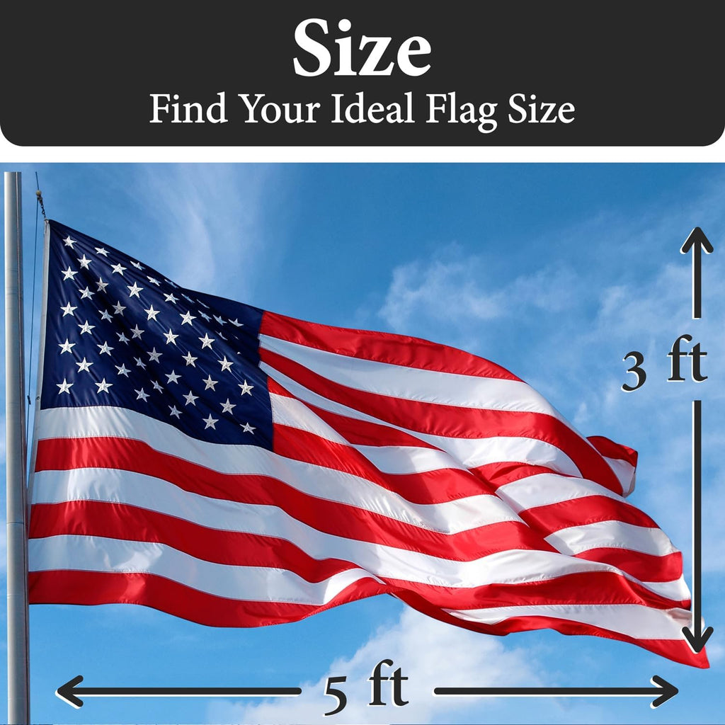American Flags For Outside 3X5-100% Polyester Made In The Usa -Indestructible Durable Outdoor Heavy Duty Spun Polyester -Us Flags 3X5 Outdoor -American Flag Sewn Stripes And Embroidered Stars - Fmaa Certified