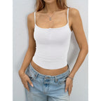 EasyGala Womens Cotton Camisole Crop Tops Square Neck Henley Tank Tops Fitted Y2K Going Out Cami Shirt Summer Fashion