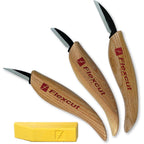 Flexcut Wood Carving Knives | Starter Set Of 3 Woodcarving Knives | 1095 High Carbon Steel Blades | Ergonomic Ash Wood Handles For Beginners And Hobbyists | Kn500 | Made In The U.S.A