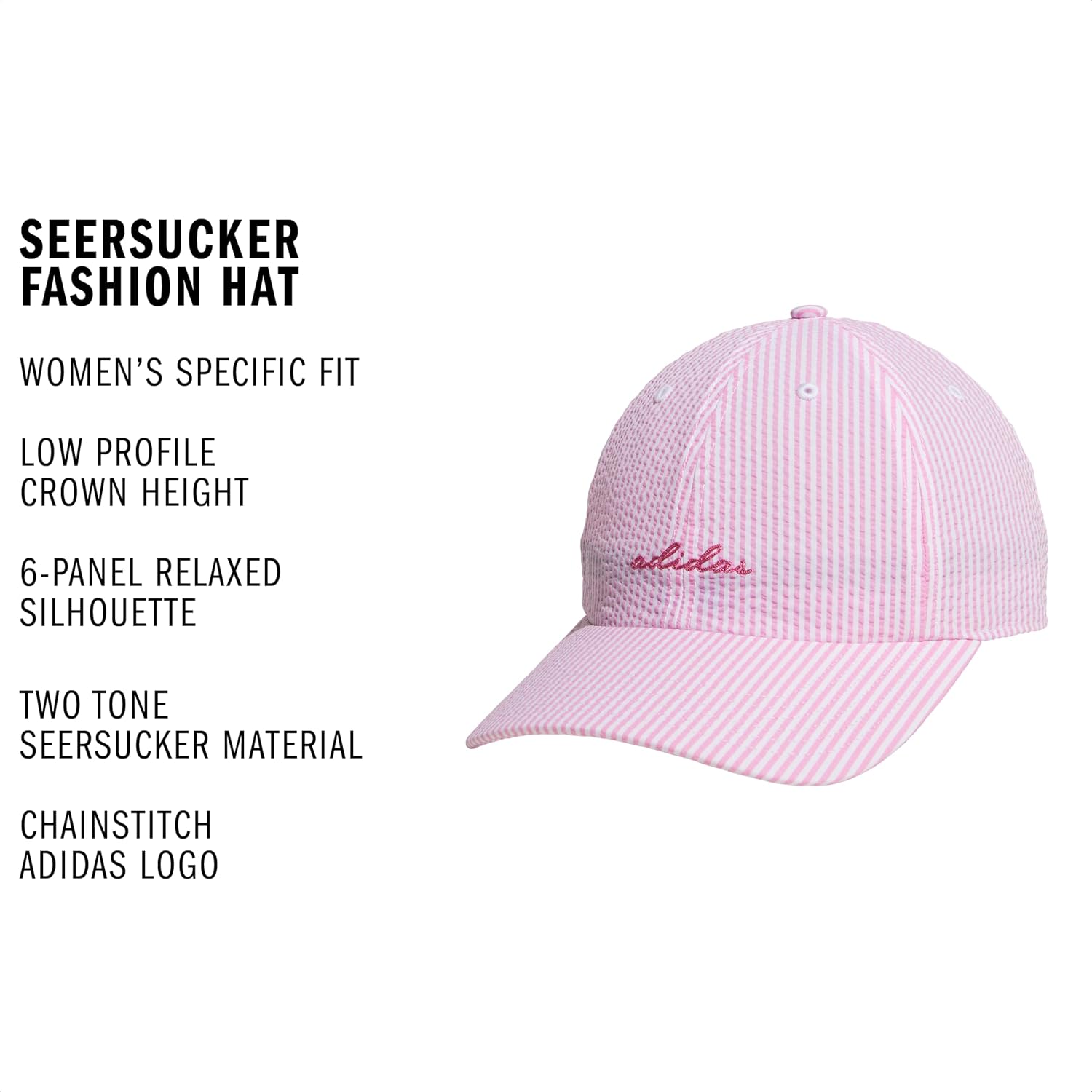 adidas Women's Saturday Hat – Relaxed Fit Strapback Baseball Cap Tropic Bloom/Pink Fusion/Seersucker