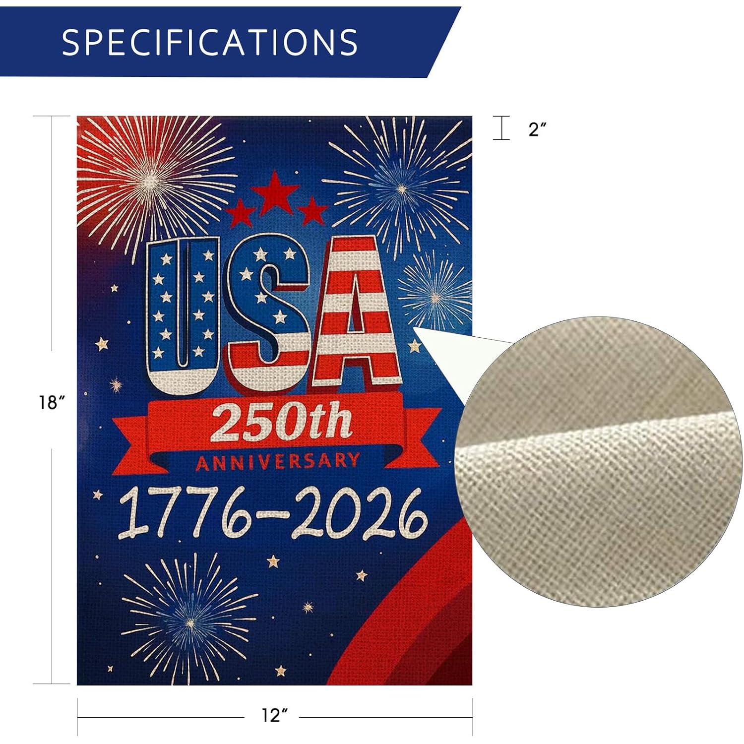 250 Anniversary Usa Garden Flags For Outside, 250 Anniversary Usa Flag With Fireworks Design, 1776-2026 Patriotic 4Th Of July Decorations Yard Sign Double-Sided Waterproof House Flag 12X18 Inch 250 Year American Flag