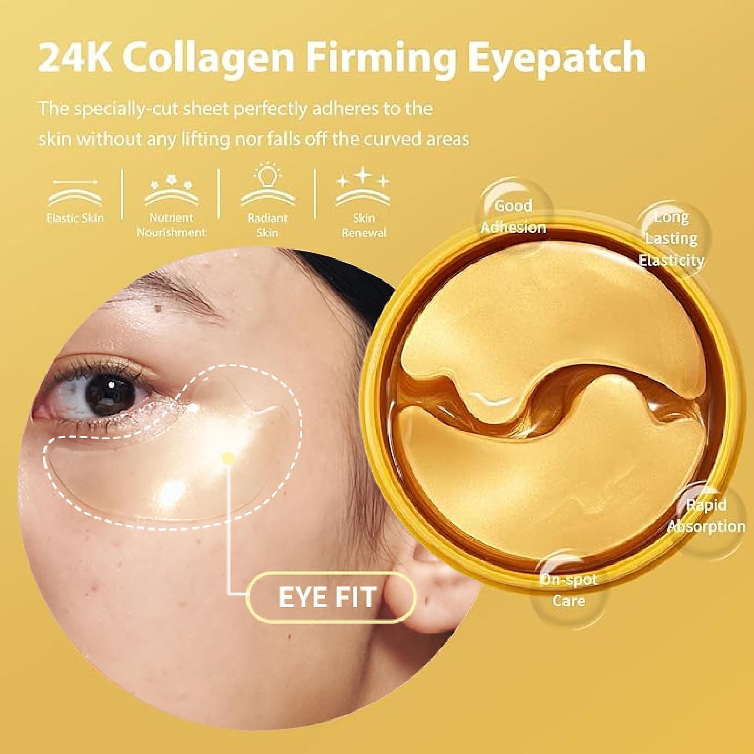 Snp 11,900Mg Collagen + 24K Gold Firming Eye Patch | Wrinkles Firming Under Eye Patch | Tightening & Hydrating For All Skin | Under Eye Patches For Dark Circles | Korean Skincare Eye Mask | 60 Patches