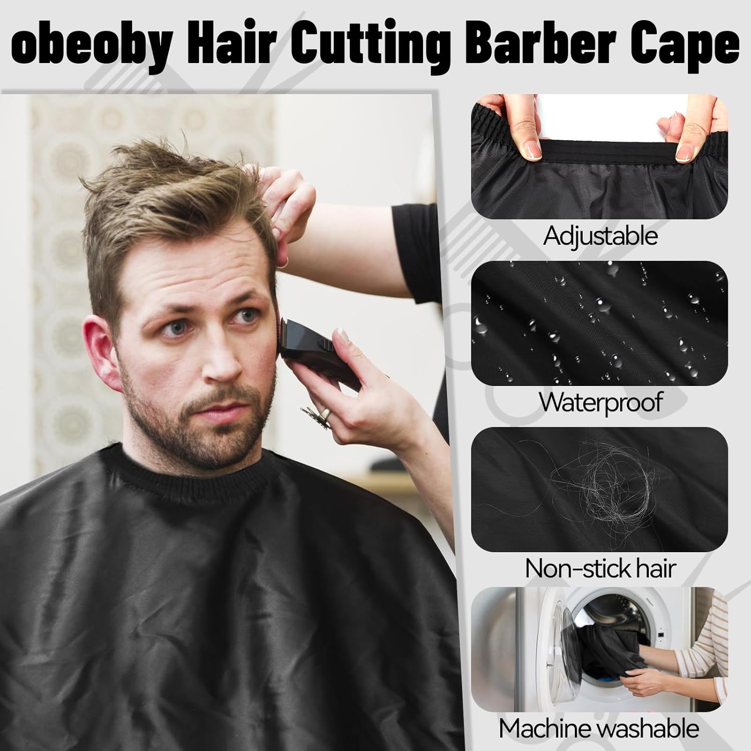 10 in 1 Barber Cape Kit, Hair Cutting Cape Neck Duster Brush Combs, Clips & Cleaning Supplies for Home Men Father Gifts