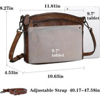 Heshe Crossbody Bags For Women Genuine Leather Purses With Multi-Pockets Vintage Ladies Small Shoulder Satchel Bag