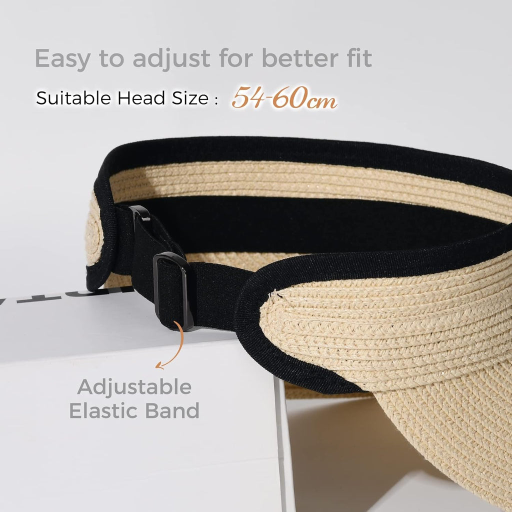 FURTALK Womens Sun Visor Hat Straw Sun Visors for Women Summer Packable Ponytail Beach Hats for Women Travel UPF 80+