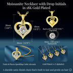 CDE Mothers Day Gifts 18K Gold Plated Initial Love Heart 2 Carat Moissanite Necklaces for Women 925 Sterling Silver Jewelry Christmas Anniversary Birthday Present Gifts for Wife Lady Girlfriend Her