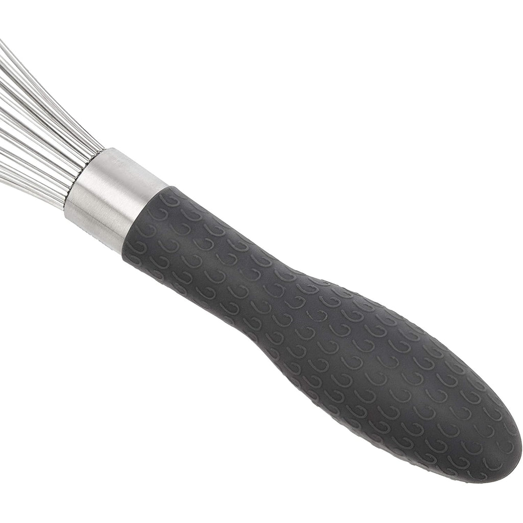 Amazon Basics Stainless Steel Wire Whisk Set For Cooking, Different Sizes, Easy To Hold Ergonomic Handle, 3 Piece, Black/Silver