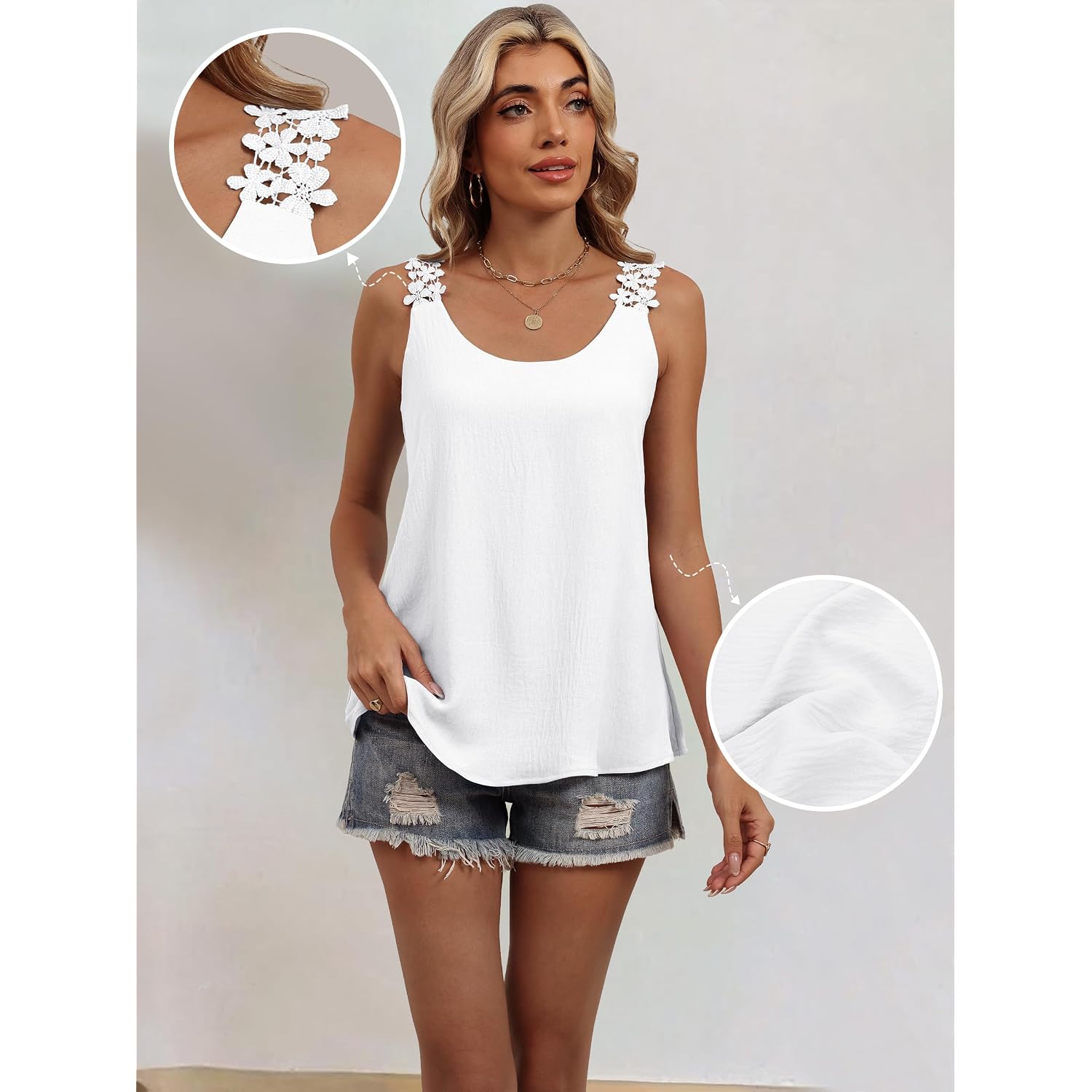 Anrabess Womens Tank Tops Lace Shoulder Scoop Neck Flowy Sleeveless Tops Casual Cute Tanks Summer Outfits Beach Vacation 2026