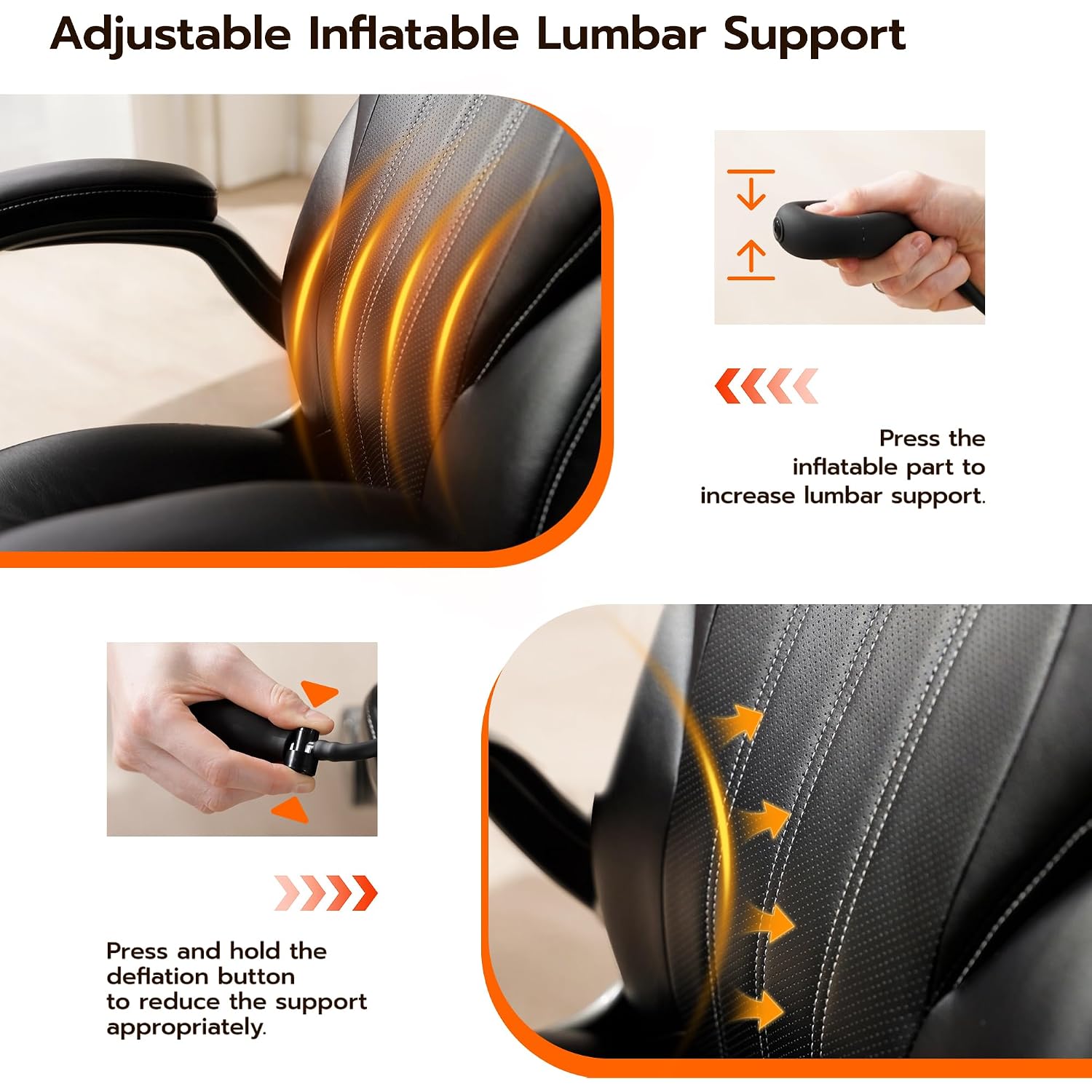 Ylzyxal Office Desk Chair, Ergonomic Computer Chair With Padded Flip-Up Arms And Adjustable Lumbar Support, Pu Leather Executive Chair With Tilt Lock And 360° Swivel Rolling Wheels For Work, Study