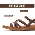 Project Cloud Wedge Sandals For Women 2026 - Comfortable Soft & Plush Insole Strappy Womens Sandals With Lightweight And Non-Slip Durable Outsole