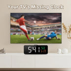 3-In-1 Digital Clocks For Living Room With Temperature, Date & Time Display - 4 Levels Birghtness, 3 Volumes, Small & Compact Plug-In Alarm Clock For Bedroom, Office (Black)