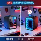 Mini Fridge, 4L/6 Can Small Fridge With Dimmable Gaming Light For Bedroom,Office,Gaming Room And Car,Ac/Dc Portable Thermoelectric Cooler & Warmer For Food, Drinks, Skincare,Black