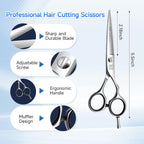 5.5'' Hair Cutting Scissors Set, Professional 440C Stainless Steel Barber Shears Kit With Cutting & Thinning Scissors, 9 Pcs Hairdressing Tools For Men Women Salon Home Use