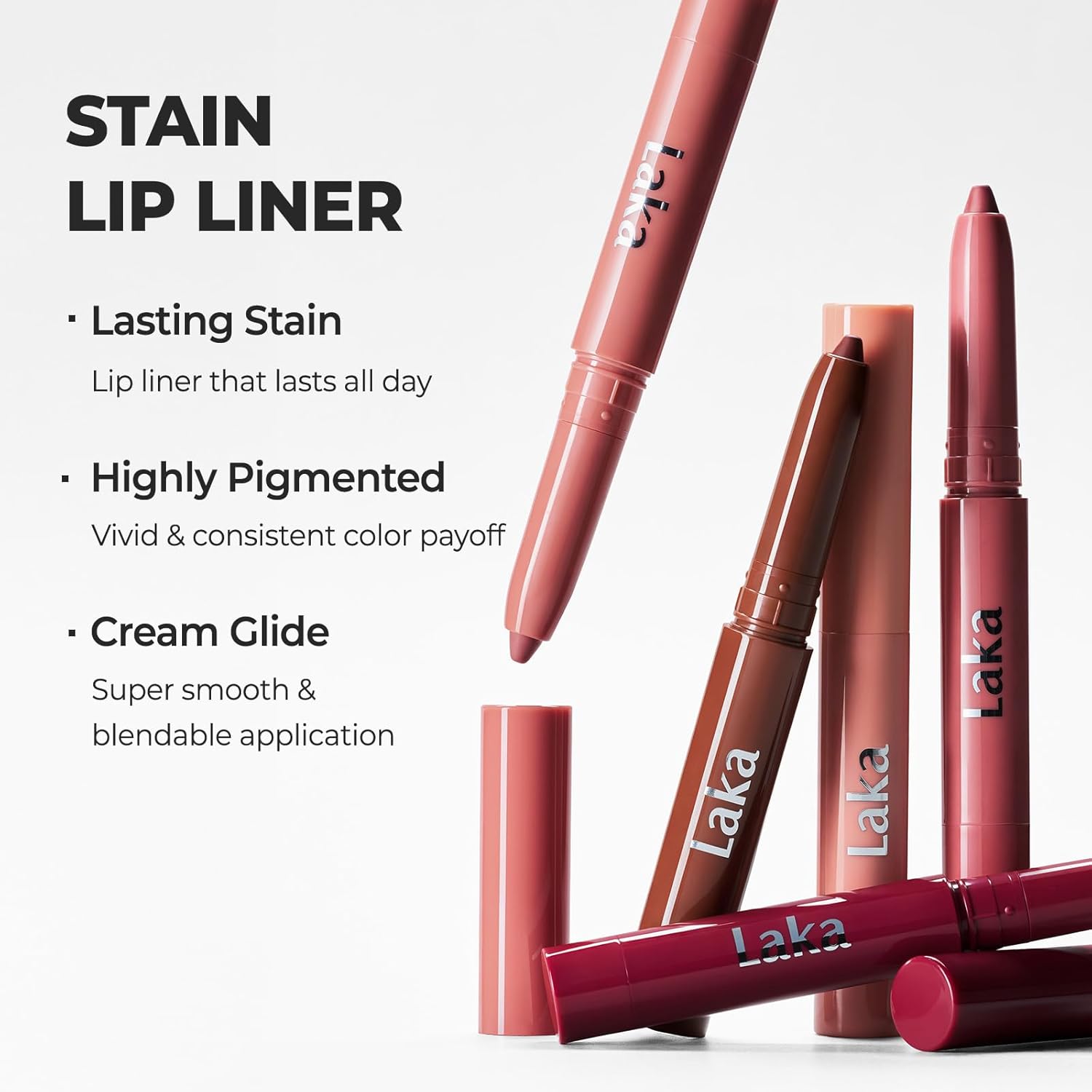 Laka Lip Liner, Pink Lip Liner, Rich Cream Glide Texture, Semi-Matte Finish for Shaping Lips, Smooth Application, K-Beauty, Korean Makeup, 0.02oz, #02 Suede Pink