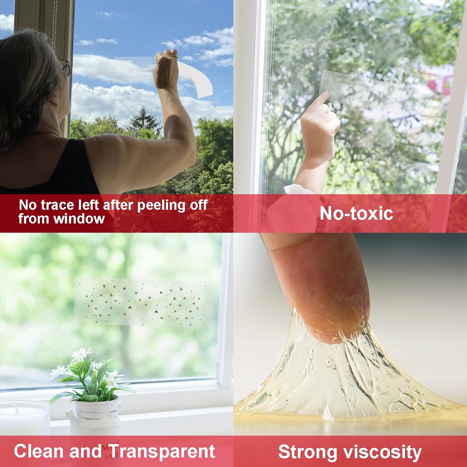 Mosqueda Window Fly Traps, 30 Pack Sticky Fly Traps For Indoors, Fly Catchers For Inside Home, Waterproof & Non-Toxic Adhesive Sticky Paper Trap For Mosquitos Bugs Housefy Fruit Fly Flying Gnats
