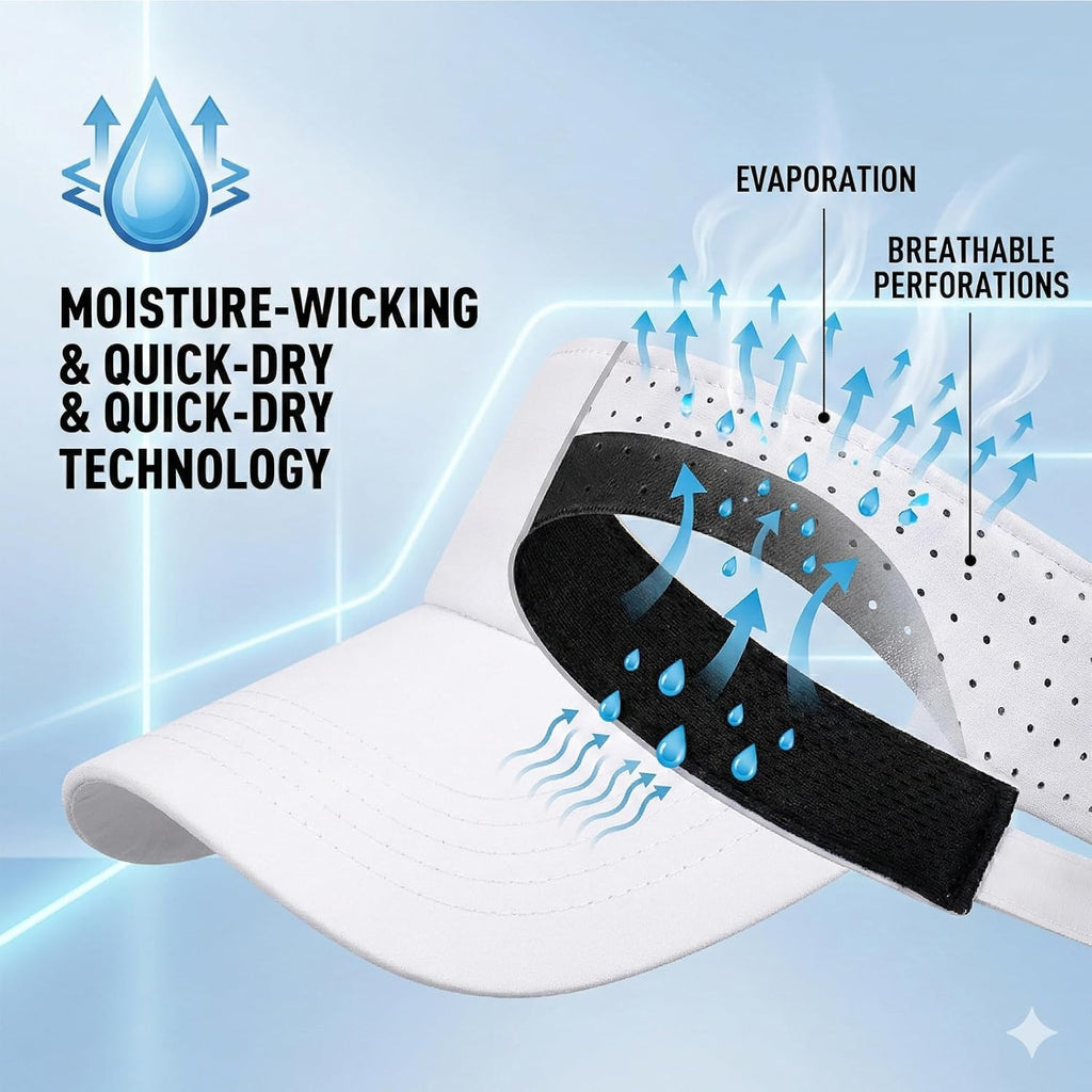 Sports Sun Visor with Reflective Brim for Men Women, Lightweight Soft Quick-Dry Visor Hat, Packable Tennis Golf Running Visor