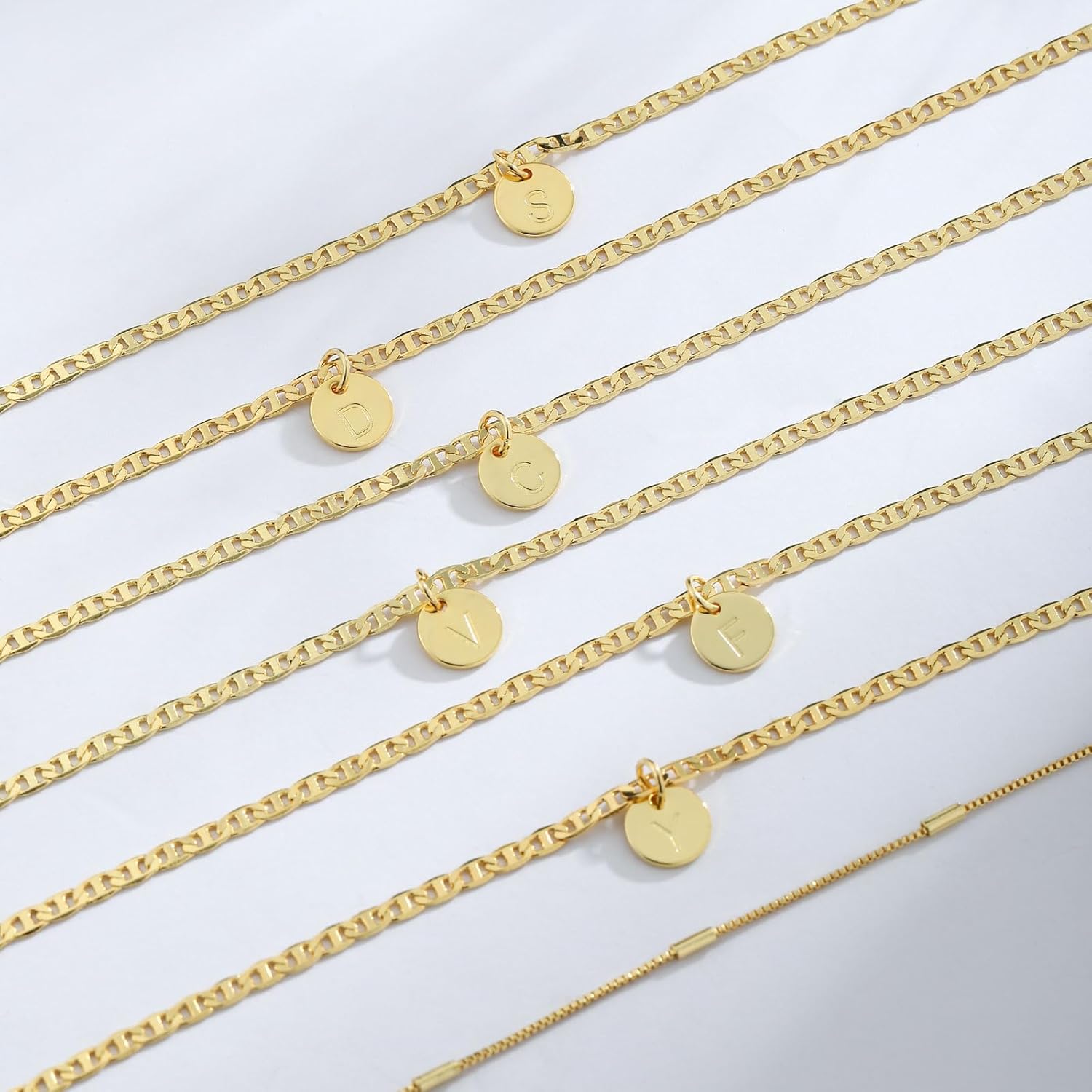Initial Ankle Bracelets for Women 14K Gold Plated Dainty Layered Round Letter Anklets Beach Jewelry Gift