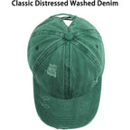 Women Distressed Ponytail Baseball Caps Adjustable Criss Cross Ponytail Hats High Messy Bun Ponycap Trucker Hat White