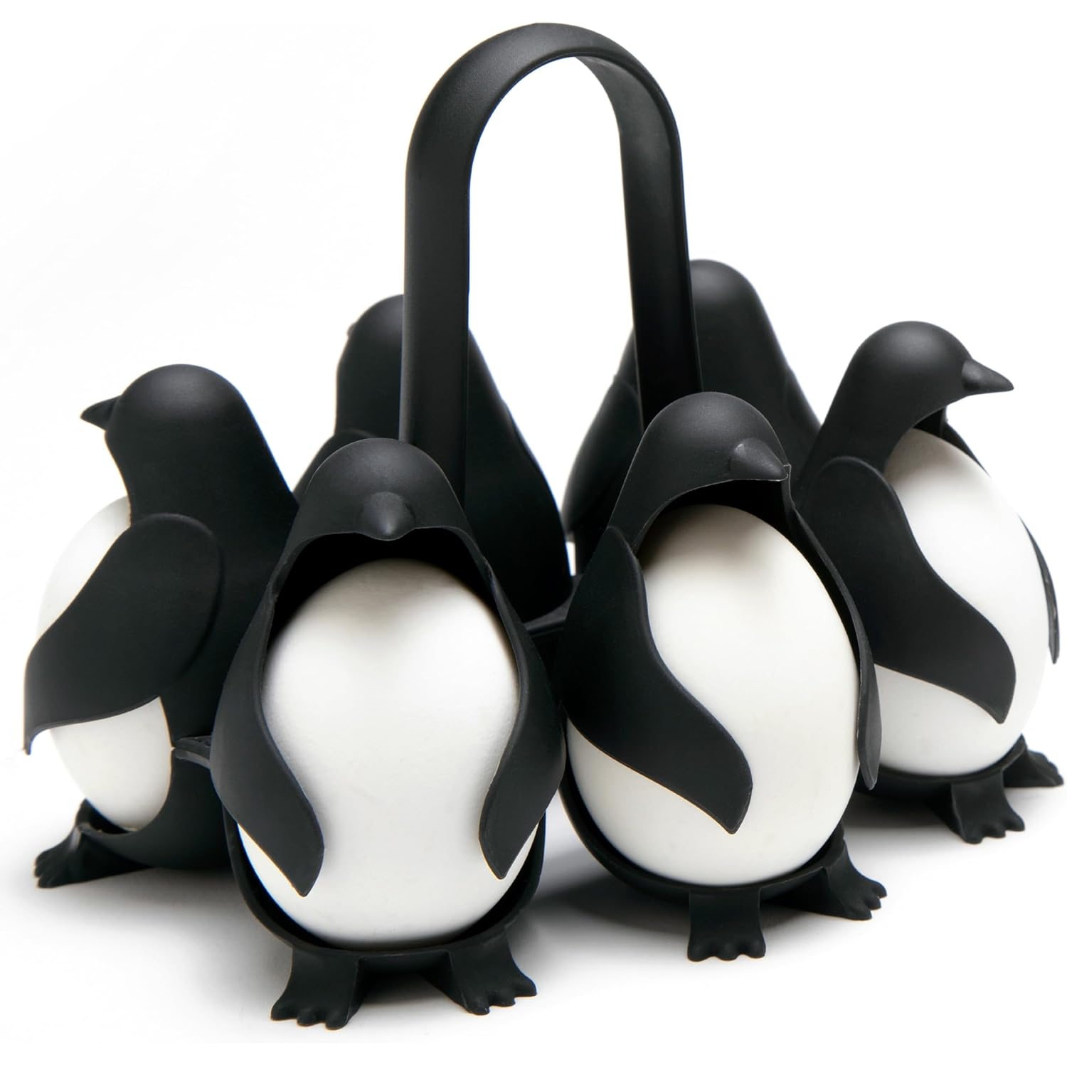 PELEG DESIGN Egguins Egg Cooker for Hard Boiled Eggs and Soft Boiled Eggs – 3-in-1 Boiled Egg Holder for Cooking, Fridge Storage & Serving – Unique Penguin Kitchen Gift, Holds 6 Eggs