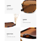 SOJOS Sunglasses for Women & Men, Square, Retro, Polarized Lens, Trendy Aviator, 90s Shades