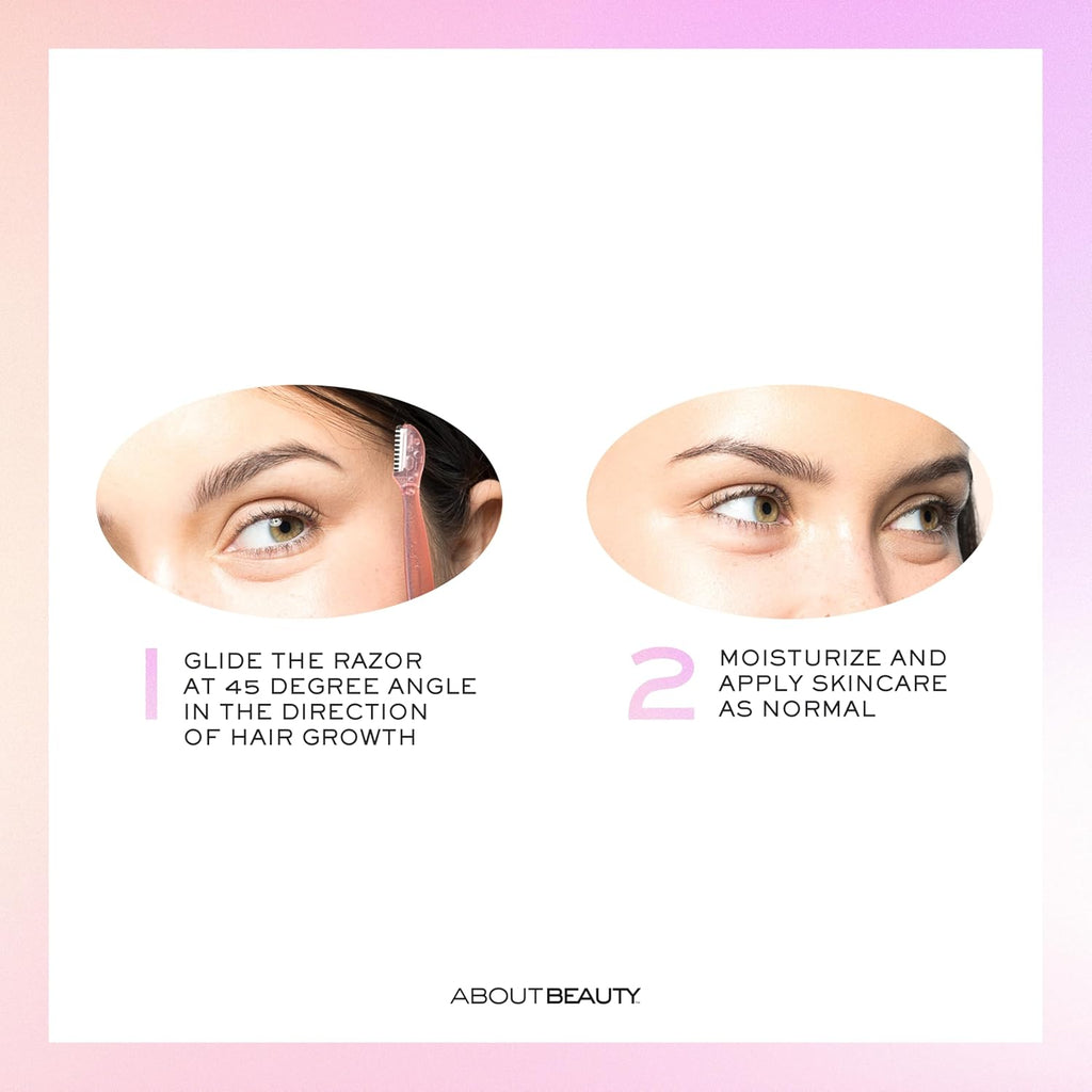 About Face Facial Razor & Eyebrow Shaper (3 Ct) - Removes Peach Fuzz on Cheeks, Chin, or Forehead & Delicately Shapes Eyebrows