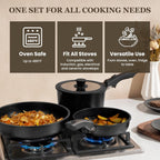 Nonstick Pots And Pans Set - 20 Pack Kikcoin Stackable Cookware Set With Detachable Handle, Rv Kitchen Cooking Set With Removable Handles - Oven Safe, Induction Ready (Black)