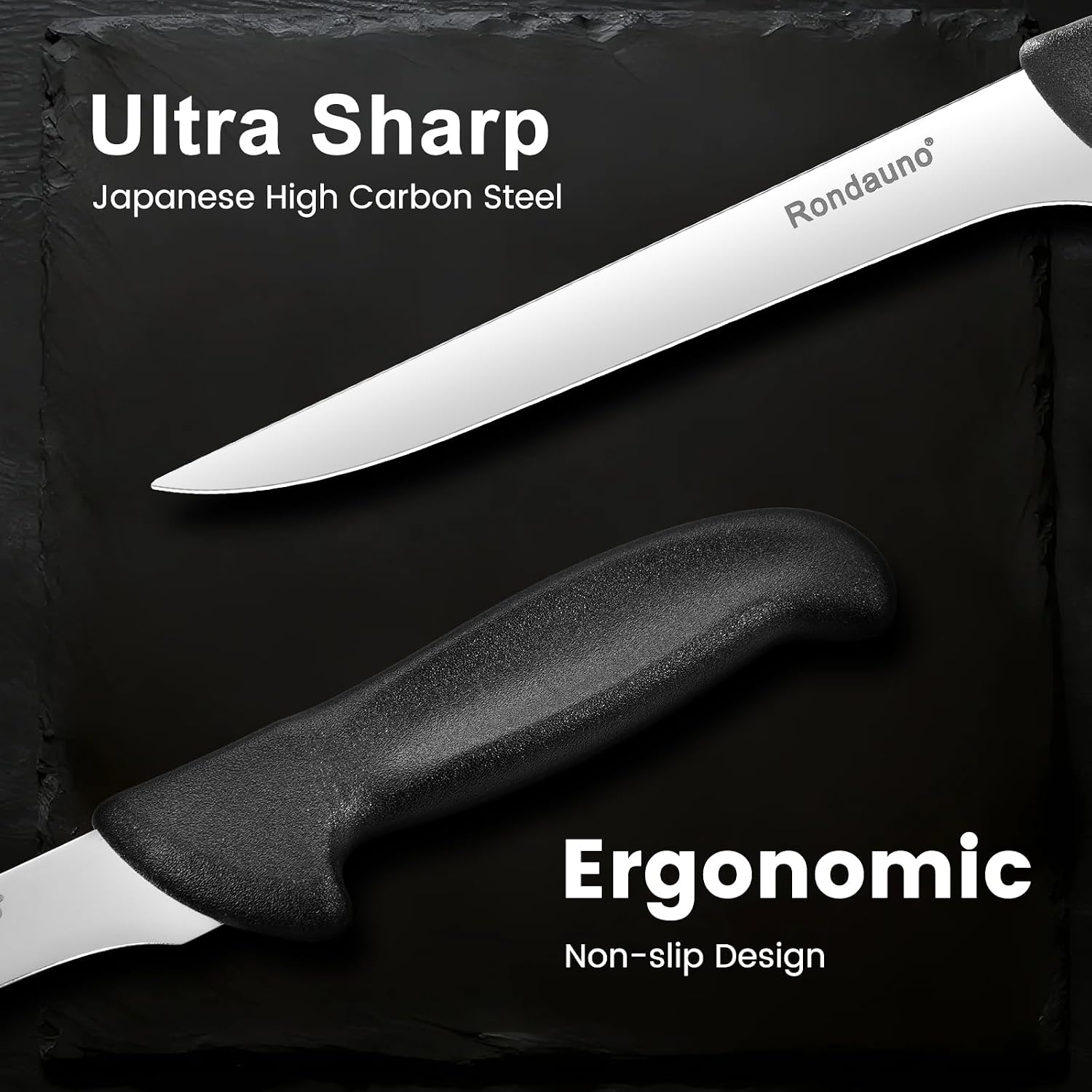 Rondauno Boning Knife, Deboning Knife 6 In Razor Sharp Blade Cutting Meat | High Carbon Stainless Steel Blade, Ergonomic Non-Slip Handle