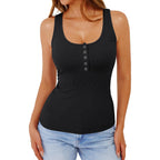 GKBK Womens Low Cut Ribbed Tank Tops Scoop Neck Sexy Casual Fitted Sleeveless Henley Racerback Summer Cami Shirts