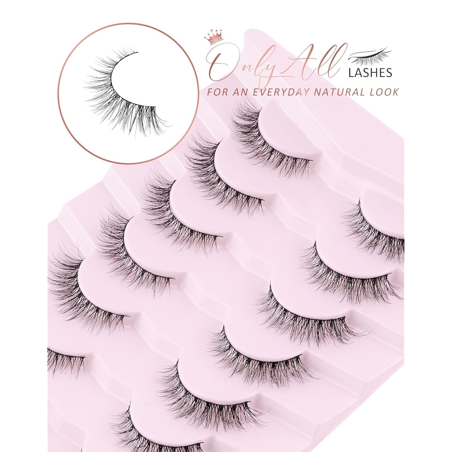 Natural Lashes Wispy Lashes Natural Look False Eyelashes Soft Fluffy Fake Eyelashes 7 Pairs D1 Natural (6-13Mm)