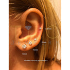 14k White Gold Solitaire Round Cubic Zirconia CZ Stud Earrings in Secure Screw-backs