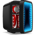 Mini Fridge, 4L/6 Can Small Fridge With Dimmable Gaming Light For Bedroom,Office,Gaming Room And Car,Ac/Dc Portable Thermoelectric Cooler & Warmer For Food, Drinks, Skincare,Black