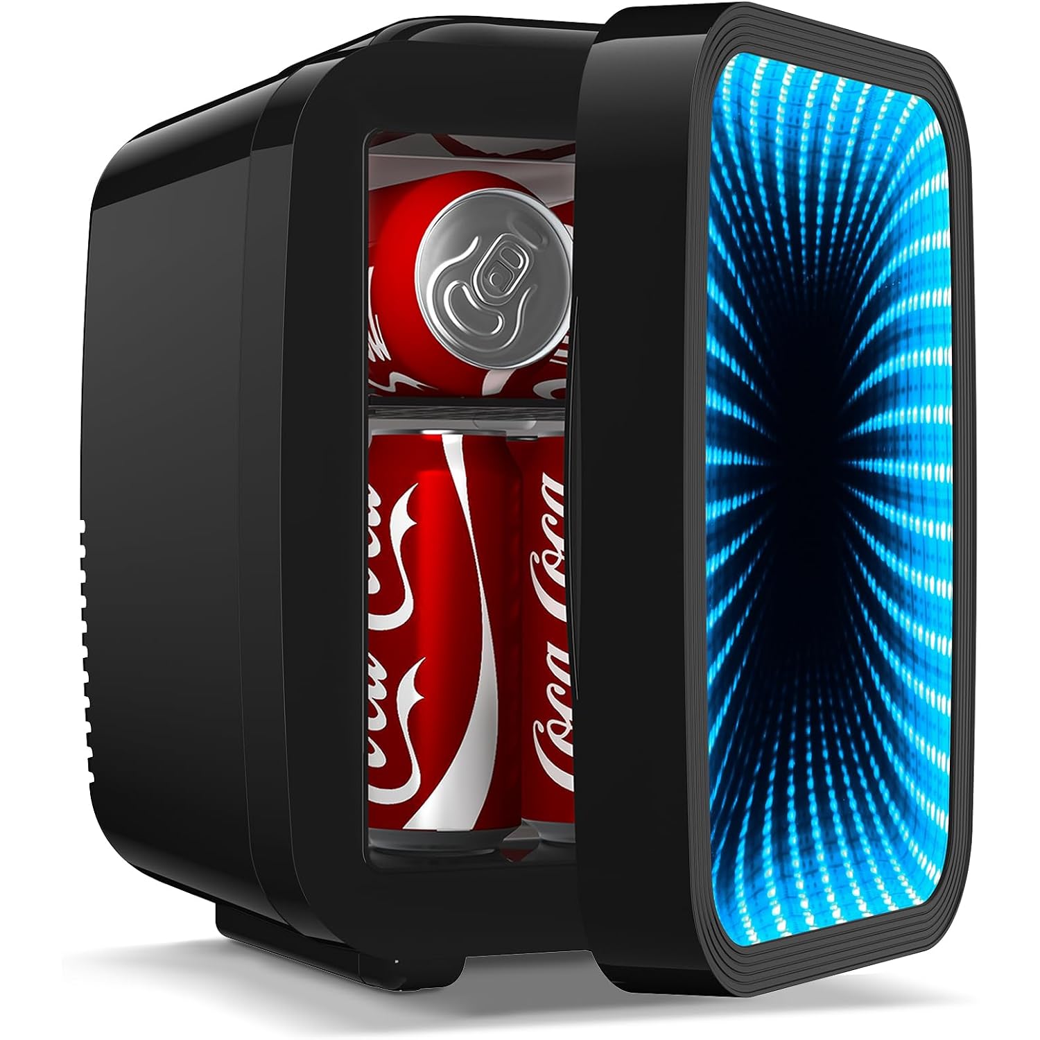 Mini Fridge, 4L/6 Can Small Fridge With Dimmable Gaming Light For Bedroom,Office,Gaming Room And Car,Ac/Dc Portable Thermoelectric Cooler & Warmer For Food, Drinks, Skincare,Black