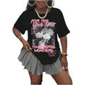 SOLY HUX Women's Graphic Tees Letter Print Short Sleeve Drop Shoulder Casual T Shirt Tops Black Letter