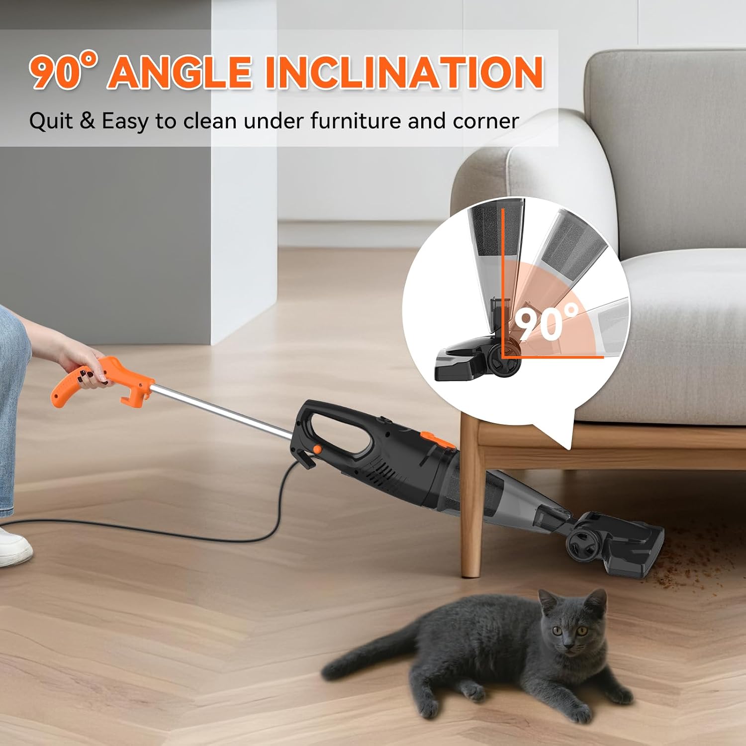 Tc-Junesun Corded Vacuum Cleaner, 12 In 1 Ultra-Lightweight Small Vacuum Cleaners For Home Dorm 15Kpa Powerful Corded Stick Vacuum With Hepa Filter For Home, Car, Pet Hair, Carpet, Hard Floor