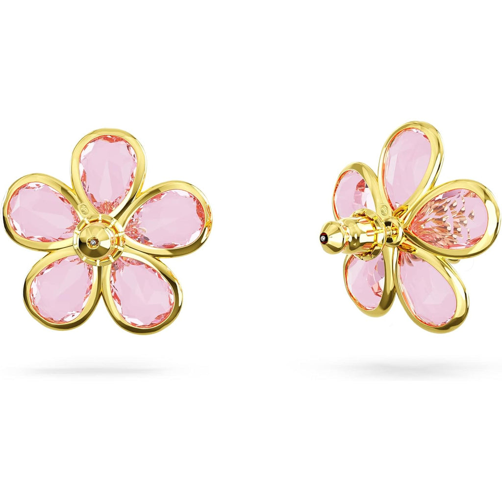 Swarovski Florere Necklace and Earrings Collection, Pink Crystals, Yellow Crystals, Gold Tone Metal Finish