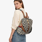 Small Backpack Purse For Women Checkered Back Pack Purses Ladies Backpack Handbags With Cherry Pendant Work Travel