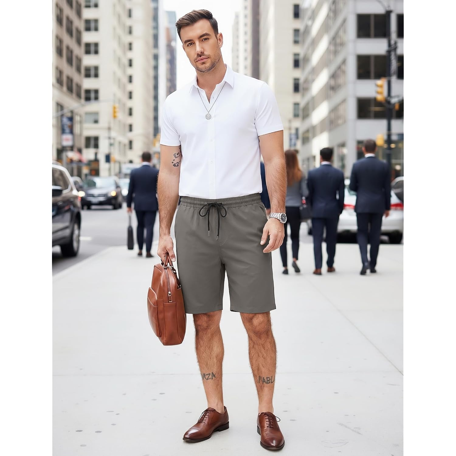 Coofandy Men'S Casual Shorts Cotton Elastic Waist Drawstring Shorts Lightweight Summer Beach Shorts