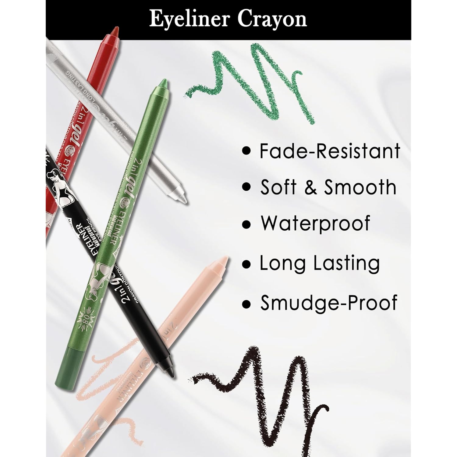 Nude Waterline Eyeliner Gel Pencil,Peach Eyeliner Waterline Waterproof Smudge-Proof, Long Stay Eye Liner Brightener Pen with Sharpener, Safe for Sensitive Eyes, Soft Cream Rich Color Eye Makeup Pen-03