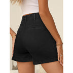 Women's Jean Shorts Button Fly Stretchy High Waisted Summer Outfit Denim Shorts