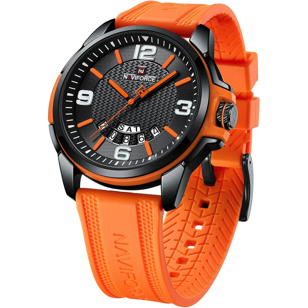 Naviforce Waterproof Watch For Men Women, Analog Auto Date Military Sports Unisex Wristwatch,Silicone Strap