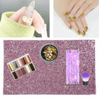 EBANKU Shiny Nail Art Table Mat, Foldable Nail Art Hand Pad Salon Practice Cushion Pad Portable Nail Art Manicure Tool