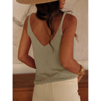Tankaneo Womens Knit Sweater Tank Tops Casual Summer V Neck Loose Fit Sleeveless Camisole Shirts