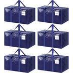 6 Pack Extra Heavy Duty Large Moving Bags With Strong Zipper & Comfortable Handles, Sturdy & Durable Clothes Storage Bags Totes Bins, Blue Packing Moving Boxes For College Supplies, Dark Blue