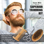 Isner Mile Beard Grooming Kit for Men Care: with Beard Oil Balm Wash Brush Comb & Straight Razor, Birthday Valentines Fathers Gifts for Men Him Boyfriend Husband Coworker, Christmas Stocking Stuffers