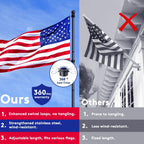5 Ft Flag Pole, Tangle Free Spinning Stainless Steel Weather Resistant Rustproof Flagpole For 3X5 Usa Flag Sports Fan Outdoor Flags 1" Dia Flag Poles For Outside House, Wall-Mounted (Black)