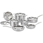Cuisinart 12-Piece MultiClad Pro Triple Ply Stainless Stainless Steel Pots and Pans Set, Cookware Set Compatible with Induction, Electric, Gas Cooktops, Cool Grip Handles, Oven Safe to 500°F, Silver