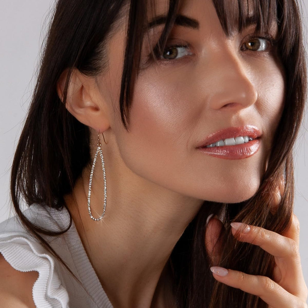 Simulated Diamond Teardrop Dangle Earrings for Women - Cubic Zirconia Crystal Long Dangling Earrings