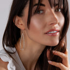 Simulated Diamond Teardrop Dangle Earrings for Women - Cubic Zirconia Crystal Long Dangling Earrings
