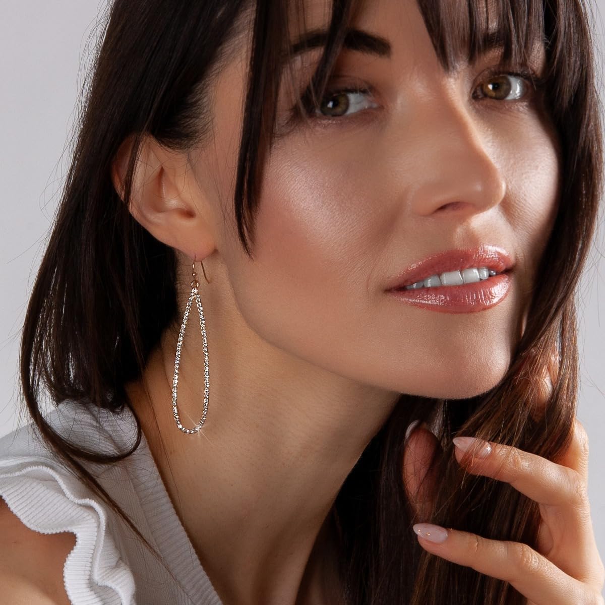 Simulated Diamond Teardrop Dangle Earrings for Women - Cubic Zirconia Crystal Long Dangling Earrings